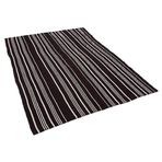 172x230 cm Çizgili Kilim Siyah Çizgili Yün El Dokuma Modern Geometrik Etnik Eskitme Desenli Boho Oturma Odası Salon Yolluk Koridor Mutfak Halısı