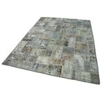 172x237 cm Kırk Yama Yeşil Yama Pamuklu Yün El Dokuma Modern Geometrik Etnik Eskitme Desenli Boho Oturma Odası Salon Yolluk Koridor Mutfak Halısı