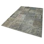 172x245 cm Kırk Yama Yeşil Yama Pamuklu Yün El Dokuma Modern Geometrik Etnik Eskitme Desenli Boho Oturma Odası Salon Yolluk Koridor Mutfak Halısı