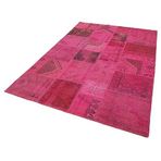 172x250 cm Kırk Yama Pembe Yama Pamuklu Yün El Dokuma Modern Geometrik Etnik Eskitme Desenli Boho Oturma Odası Salon Yolluk Koridor Mutfak Halısı