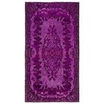 172x313 cm Mora Pembe Vintage Yün El Dokuma Modern Geometrik Etnik Eskitme Desenli Boho Oturma Odası Salon Yolluk Koridor Mutfak Halısı