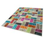 173x225 cm Kırk Yama Pembe Yama Pamuklu Yün El Dokuma Modern Geometrik Etnik Eskitme Desenli Boho Oturma Odası Salon Yolluk Koridor Mutfak Halısı