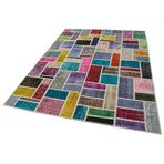 173x238 cm Kırk Yama Gri Yama Pamuklu Yün El Dokuma Modern Geometrik Etnik Eskitme Desenli Boho Oturma Odası Salon Yolluk Koridor Mutfak Halısı