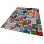 173x240 cm Kırk Yama Gri Yama Pamuklu Yün El Dokuma Modern Geometrik Etnik Eskitme Desenli Boho Oturma Odası Salon Yolluk Koridor Mutfak Halısı