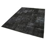 173x242 cm Kırk Yama Siyah Yama Pamuklu Yün El Dokuma Modern Geometrik Etnik Eskitme Desenli Boho Oturma Odası Salon Yolluk Koridor Mutfak Halısı