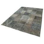 173x243 cm Kırk Yama Yeşil Yama Pamuklu Yün El Dokuma Modern Geometrik Etnik Eskitme Desenli Boho Oturma Odası Salon Yolluk Koridor Mutfak Halısı
