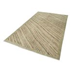 173x274 cm Kareli Kilim Bej Kareli Yün El Dokuma Modern Geometrik Etnik Eskitme Desenli Boho Oturma Odası Salon Yolluk Koridor Mutfak Halısı