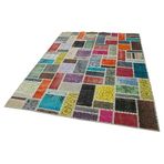 174x237 cm Kırk Yama Gri Yama Pamuklu Yün El Dokuma Modern Geometrik Etnik Eskitme Desenli Boho Oturma Odası Salon Yolluk Koridor Mutfak Halısı