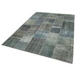 174x240 cm Kırk Yama Yeşil Yama Pamuklu Yün El Dokuma Modern Geometrik Etnik Eskitme Desenli Boho Oturma Odası Salon Yolluk Koridor Mutfak Halısı