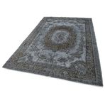 174x266 cm Oyma Vintage Mavi Vintage Yün El Dokuma Modern Geometrik Etnik Eskitme Desenli Boho Oturma Odası Salon Yolluk Koridor Mutfak Halısı