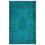 174x281 cm Atina Turkuaz Vintage Yün El Dokuma Modern Geometrik Etnik Eskitme Desenli Boho Oturma Odası Salon Yolluk Koridor Mutfak Halısı
