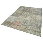 175x244 cm Kırk Yama Yeşil Yama Pamuklu Yün El Dokuma Modern Geometrik Etnik Eskitme Desenli Boho Oturma Odası Salon Yolluk Koridor Mutfak Halısı