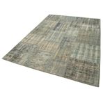 175x245 cm Kırk Yama Yeşil Yama Pamuklu Yün El Dokuma Modern Geometrik Etnik Eskitme Desenli Boho Oturma Odası Salon Yolluk Koridor Mutfak Halısı