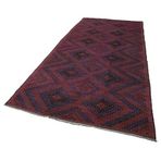 175x370 cm Geometrik Kilim Bordo Geometrik Yün El Dokuma Modern Geometrik Etnik Eskitme Desenli Boho Oturma Odası Salon Yolluk Koridor Mutfak Halısı