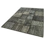 176x242 cm Kırk Yama Siyah Yama Pamuklu Yün El Dokuma Modern Geometrik Etnik Eskitme Desenli Boho Oturma Odası Salon Yolluk Koridor Mutfak Halısı