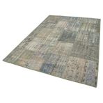 176x247 cm Kırk Yama Gri Yama Pamuklu Yün El Dokuma Modern Geometrik Etnik Eskitme Desenli Boho Oturma Odası Salon Yolluk Koridor Mutfak Halısı