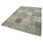 176x249 cm Kırk Yama Yeşil Yama Pamuklu Yün El Dokuma Modern Geometrik Etnik Eskitme Desenli Boho Oturma Odası Salon Yolluk Koridor Mutfak Halısı