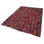177x243 cm Anadolu Kilim Kırmızı Çizgili Yün El Dokuma Modern Geometrik Etnik Eskitme Desenli Boho Oturma Odası Salon Yolluk Koridor Mutfak Halısı