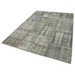 177x247 cm Kırk Yama Yeşil Yama Pamuklu Yün El Dokuma Modern Geometrik Etnik Eskitme Desenli Boho Oturma Odası Salon Yolluk Koridor Mutfak Halısı
