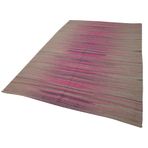 177x254 cm Degrade Kilim Kahverengi Çizgili Yün El Dokuma Modern Geometrik Etnik Eskitme Desenli Boho Oturma Odası Salon Yolluk Koridor Mutfak Halısı
