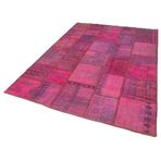 178x248 cm Kırk Yama Pembe Yama Pamuklu Yün El Dokuma Modern Geometrik Etnik Eskitme Desenli Boho Oturma Odası Salon Yolluk Koridor Mutfak Halısı