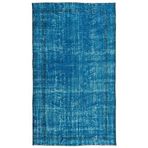 178x304 cm Atina Turkuaz Vintage Yün El Dokuma Modern Geometrik Etnik Eskitme Desenli Boho Oturma Odası Salon Yolluk Koridor Mutfak Halısı