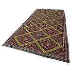 178x358 cm Geometrik Kilim Turuncu Geometrik Yün El Dokuma Modern Geometrik Etnik Eskitme Desenli Boho Oturma Odası Salon Yolluk Koridor Mutfak Halısı