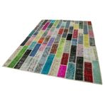 179x241 cm Kırk Yama Gri Yama Pamuklu Yün El Dokuma Modern Geometrik Etnik Eskitme Desenli Boho Oturma Odası Salon Yolluk Koridor Mutfak Halısı