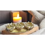 (17cm -36cm tabak)- kırılmaz polyester,3lü mumluk sarı renk biblo A-1033a