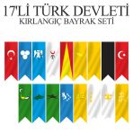 17'li Türk Devletleri Kırlangıç Bayrak Seti 70x200