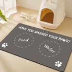 18 "× 30" Köpek Maması Mat-Emici Kedi Köpek Minderi Yiyecek ve Su Kasesi için, Leke Yok Hızlı Kuru Köpek Su Sebili Mat, Dağınık İçenler için Kauçuk Destekli Kaymaz Kedi Köpek Maması Matı-Koyu Gri