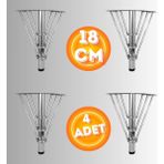 18 cm Metal 3 Telli Koltuk Ayağı Mobilya Ayağı Ünite Ayağı Konsol Ayağı Puf Berjer Ayağı (4 Adet) - Krom