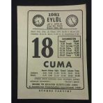 18 Eylül 1981 Cuma Sönmez Takvimi Yaprağı (Sahafiye Kitap)