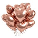 18 inç Kalp Balonlar (12 ADET) - Mylar Kalp Şekilli Helyum Balonları Doğum Günü, Düğün, Nişan, Parti Süslemeleri için - Kızlar, Kadınlar, Gelin Duşu, Yıldönümü Kutlamaları (Gül Altın)