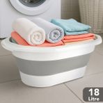 18 Litre Katlanır Çamaşır Sepeti - Katlanabilir Akordiyon Silikon Çamaşır Sepeti