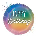 18" P. Happy Bırthday Colourful Raınbow Folyo Uçan Balon
