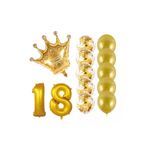 18 Yaş Kral Taçlı Gold Konfetili Şeffaf Balon Seti