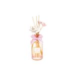 180 ml Pembe Cam Şişe Çiçek Seramik Taş Bambu Çubuklu White Rose Oda Kokusu