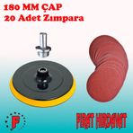180 MM Cırt Zımpara Tabanı-matkap Aparatı ve 20 Adet Zımpara İle