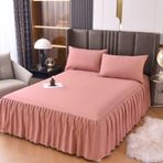 180 x 200 cm Bambu Yatak Eteği - 45 cm Yükseklik - Pembe Fasulye Tasarımı - Yumuşak ve Nefes Alabilen Çarşaf