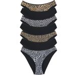 18001-6 Kadın 7'li Leo In Love Bikini Külot Paketi, V10- Pars,S.Pars,Leopar,S.Leopar,Siyah, L