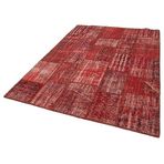 180x245 cm Kırk Yama Kırmızı Yama Pamuklu Yün El Dokuma Modern Geometrik Etnik Eskitme Desenli Boho Oturma Odası Salon Yolluk Koridor Mutfak Halısı