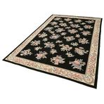 180x275 cm İğne Uçlu Çiçekli Siyah Çiçekli Yün El Dokuma Modern Geometrik Etnik Eskitme Desenli Boho Oturma Odası Salon Yolluk Koridor Mutfak Halısı