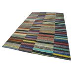 180x292 cm Kırk Yama Gri Yama Pamuklu Yün El Dokuma Modern Geometrik Etnik Eskitme Desenli Boho Oturma Odası Salon Yolluk Koridor Mutfak Halısı