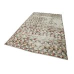 180x320 cm Kareli Kilim Gri Kareli Yün El Dokuma Modern Geometrik Etnik Eskitme Desenli Boho Oturma Odası Salon Yolluk Koridor Mutfak Halısı