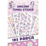 182 Adet Unicorn Sticker Seti - Kalem Suluk Defter Cam Masa Laptop Tablet Sticker Suya Dayanıklı - Yok - 10