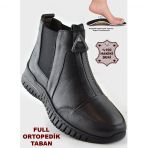 1833 Tam Ortopedik Siyah Hakiki Deri Kadin Bot Ayakkabi Anne Kislik Deri Bot