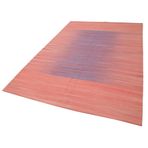 183x282 cm Degrade Kilim Pembe Çizgili Yün El Dokuma Modern Geometrik Etnik Eskitme Desenli Boho Oturma Odası Salon Yolluk Koridor Mutfak Halısı