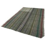 184x283 cm184x283 cm Chaput Kilim Gri Çizgili Yün El Dokuma Modern Geometrik Etnik Eskitme Desenli Boho Oturma Odası Salon Yolluk Koridor Mutfak Halısı