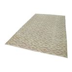 184x306 cm Kareli Kilim Bej Kareli Yün El Dokuma Modern Geometrik Etnik Eskitme Desenli Boho Oturma Odası Salon Yolluk Koridor Mutfak Halısı